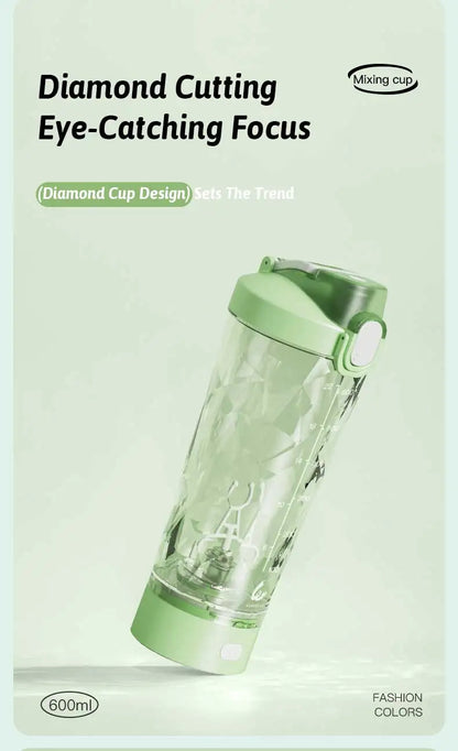 Portable Mixing Cup 600ml Protein Shaker Bottle Fully Automatic Blender Kettle USB Rechargeable Multipurpose for Gym Outdoor