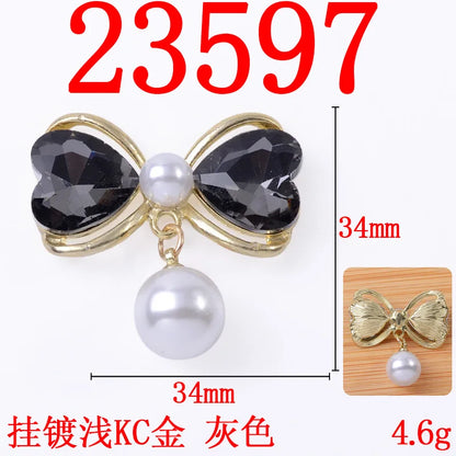 10pcs Sweet hair accessories hair rope alloy diy accessories hollow heart bow pearl pendant jewelry accessories