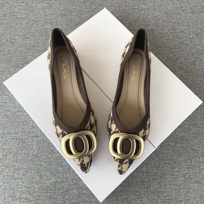 Office Shoes For Women 2024 Ladies Summer Footwear Luxury Leather Casual Formal Pointed Toe Low Heel Elegant Popular Wholesale H