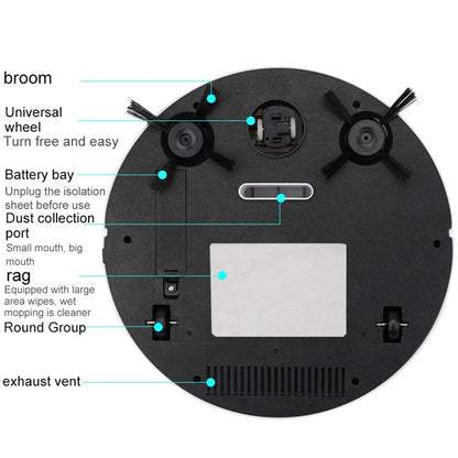 3-in-1 Robot Vacuum Cleaner USB Rechargeable 1000Pa Suction Robotic Vacuum and Mop Combo for Home Floor Washing Carpet Pet Hair
