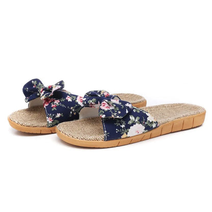 Sandalias Mujer 2024 Hot Women Female  Bowknot Flax Linen Flip Flops Beach Shoes Sandals Slipper SandáLias Femininas 여름샌들
