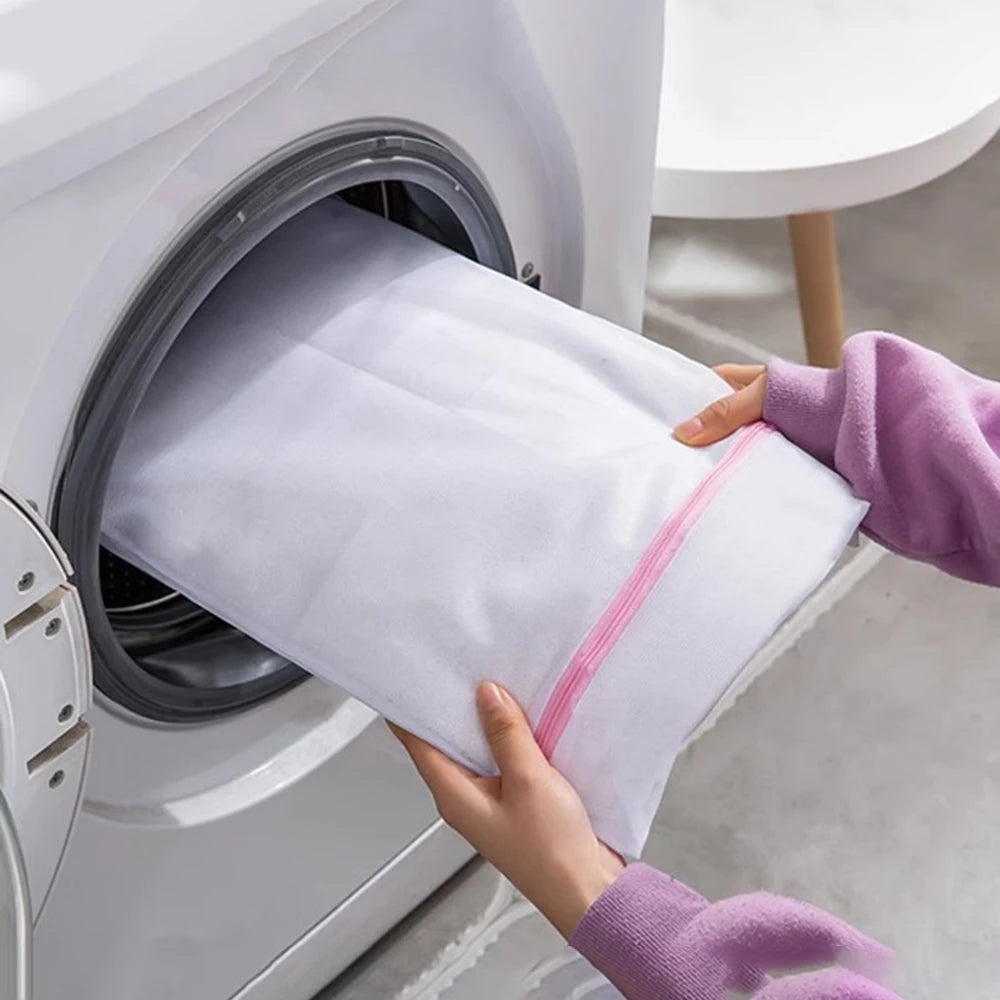 3PCS Pink Grid Laundry Bag for Home Organization - Classification Clothing Care Bag