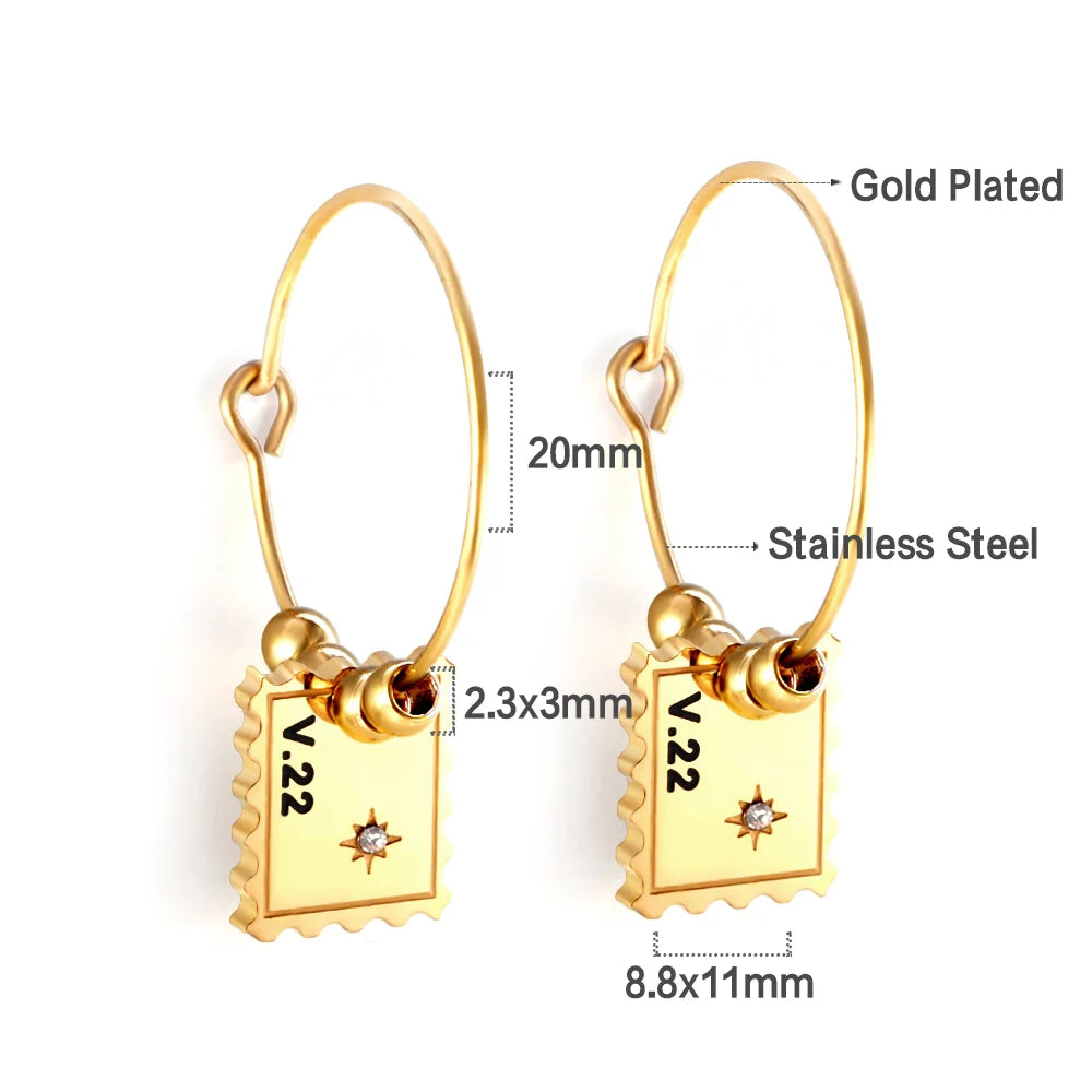 LUXUSTEEL Golden Heart style Women's Hoop Earrings Stainless Steel Female Earring Flower Star Drop Ear ring Jewelry Gifts