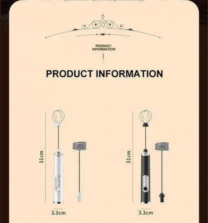 Handheld Double Stick Wireless Whisk Custard Foamer Mini Portable Blender Coffee Milk Three Speed Control Egg White Whipped USB