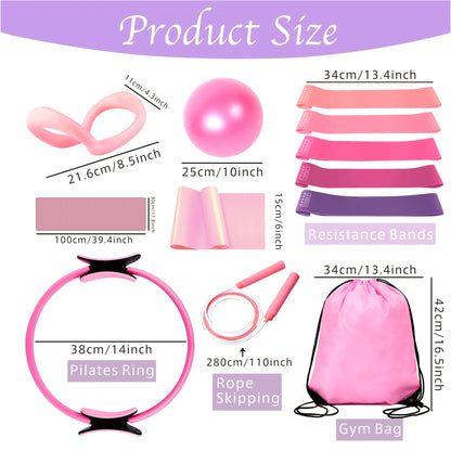 12 Pcs Pilates Loop Yoga Set, Including Yoga Ball, Tension Belt, Yoga Ring and Other Yoga Equipment, Yoga Accessories Set