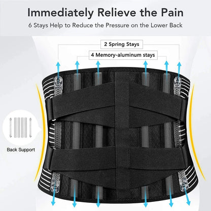 Back Braces Waist Belt Men Women Work Lower Back Pain Relief Breathable Anti-skid Spine Lumbar Support Belt