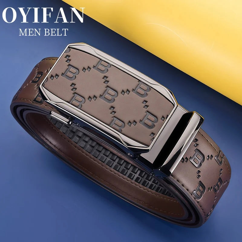 Luxury Men's Belt Genuine Leather Belt Men Adjustable Automatic Belt, Men's Business Belt Fashion Designer Belt for Men