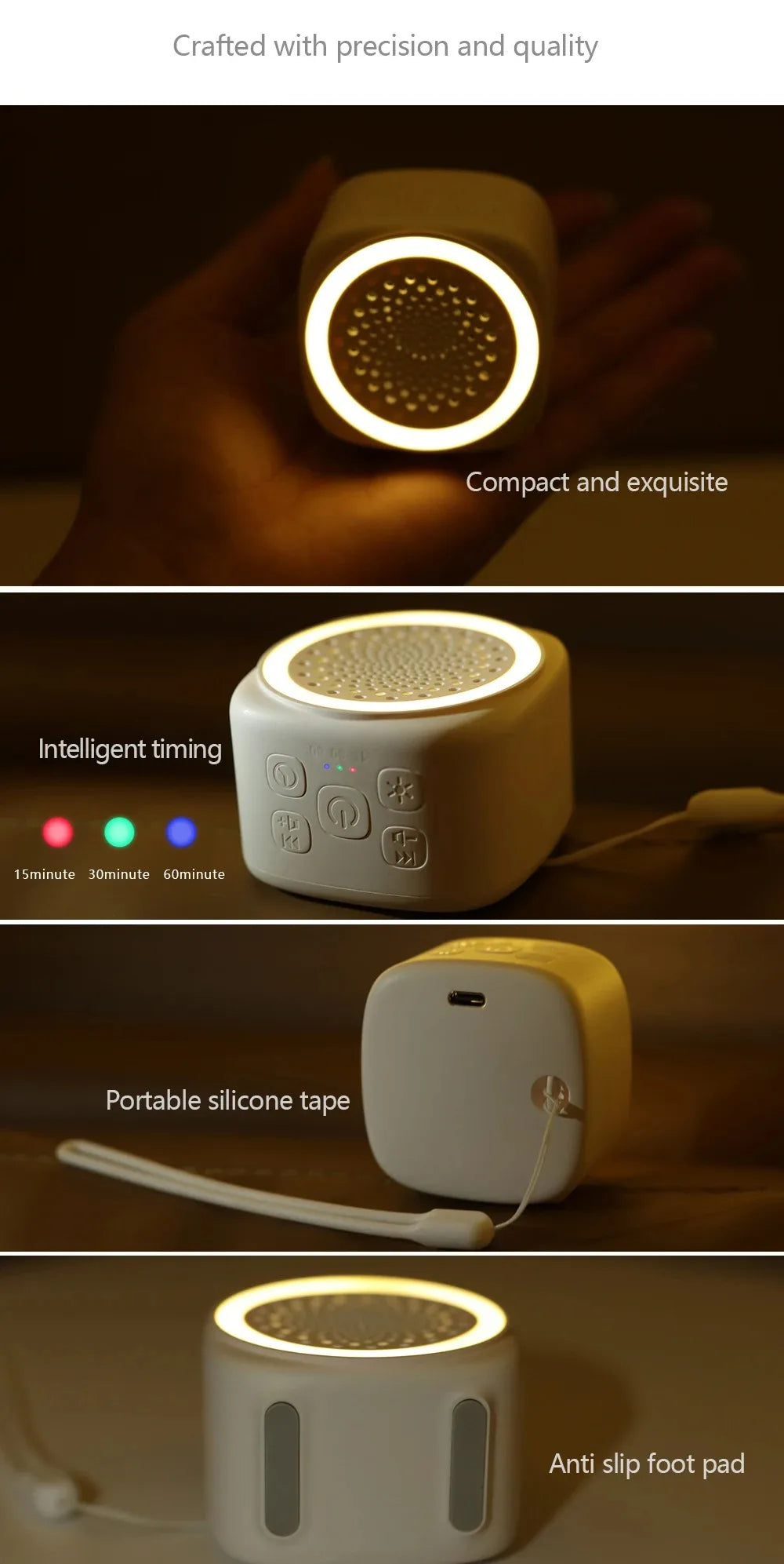 with RGB Lighting Baby White Noise Machine White 26 Types Soothing Music Sleep Sound Player Night Light Soft Lighting with Timer