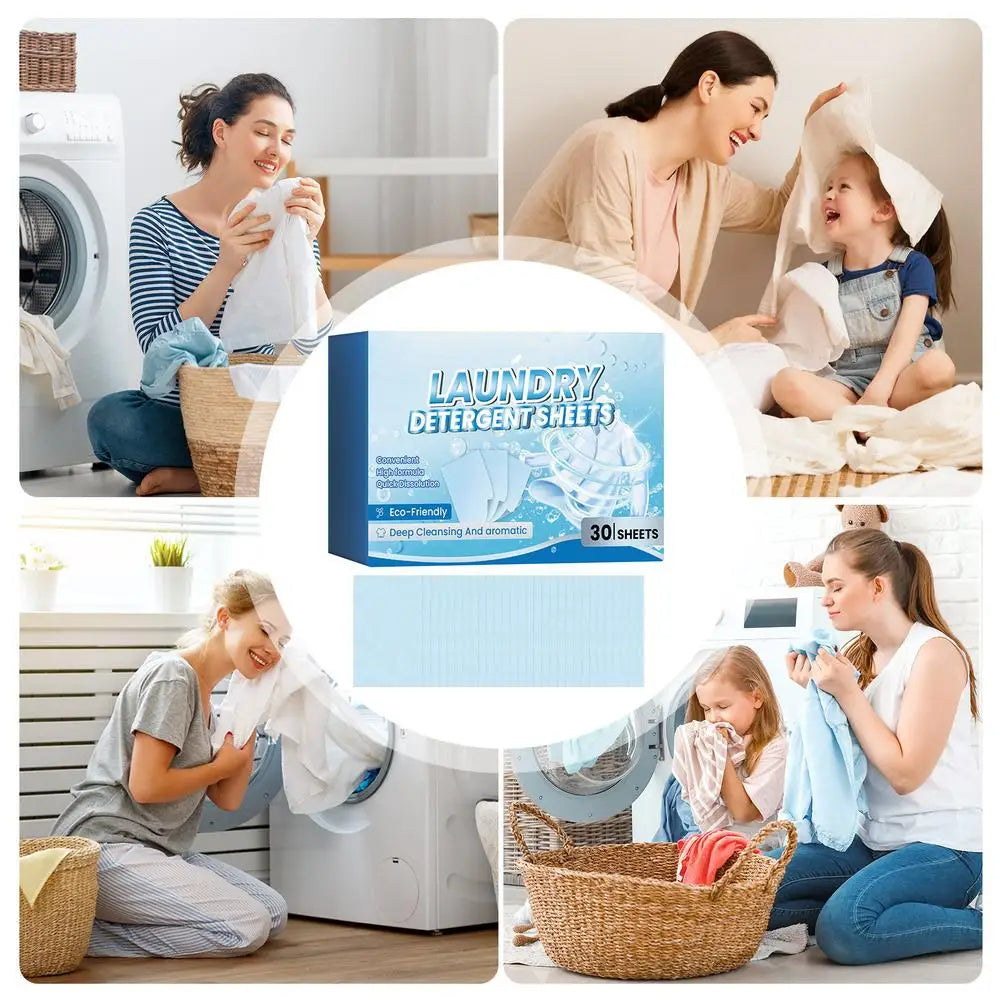 Detergent Sheets Laundry Detergent Tablets Eco-Friendly Laundry Sheets 30 Sheets Liquidless Laundry Sheets Detergent Laundry