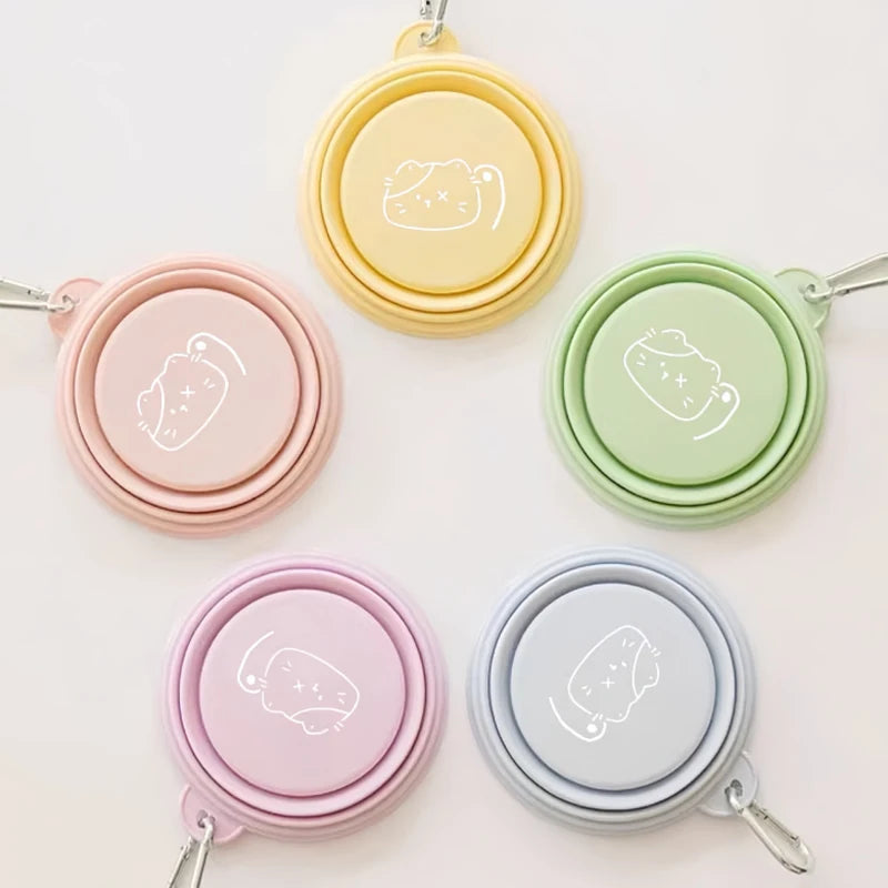 350/650ml Collapsible Pet Travel Bowl Leakproof Silicone Dog & Cat Food Water Dish Portable Outdoor Feeder with Carabiner Clip