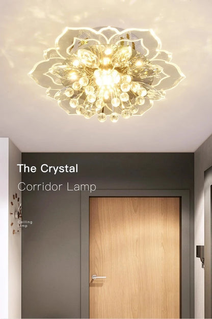 LED Crystal Ceiling Light Modern Flower Shape Ceiling Lamp Hallway Living Room Lamp Bedroom Kitchen Corridors Aisle Light