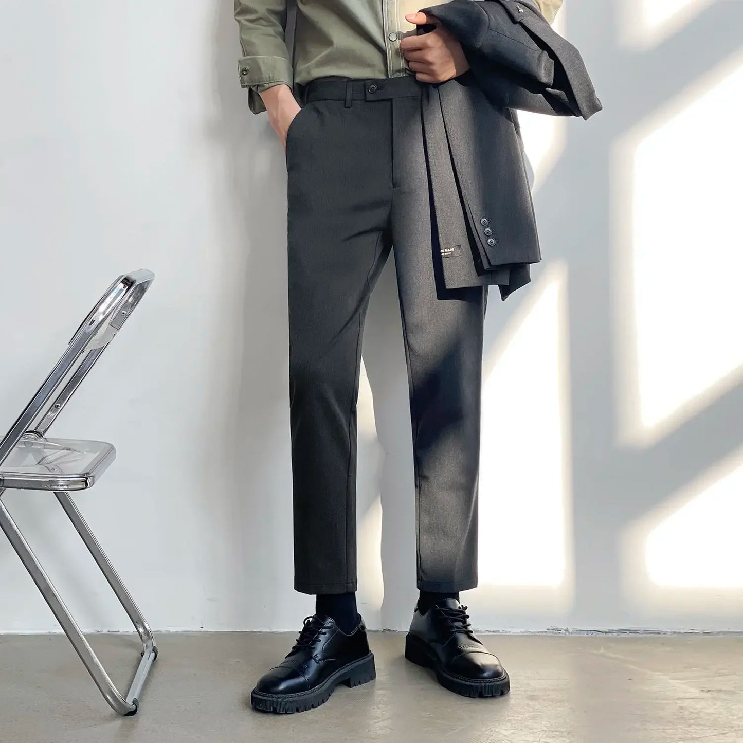 Office Social Tailoring Work Black Male Suit Trousers Business Men's Summer Pants Elegant 2024 Thin Casual Fabric Slacks Wear Up