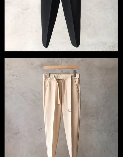 Draped Office Trousers For Men Fluid White Man Suits Pants Work Summer 2024 Chinese Homme Clothing Premium Stylish Formal