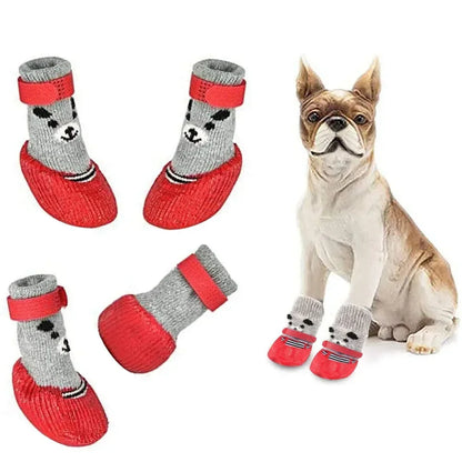 Dog Socks Waterproof Shoes Breathable Sock for Dogs Cats Non-Slip Soles Adjustable Small Dog Paw Socks for Indoor Outdoor