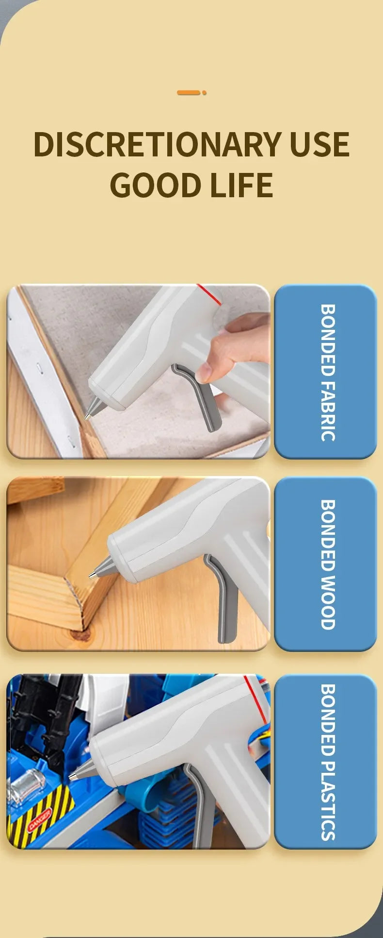 Mini Cordless Hot Melt Glue Gun, High Temperature Electric Repair Tool, DIY Power Tools, Plug-in Household, 10W, 80W, 7mm, 11mm