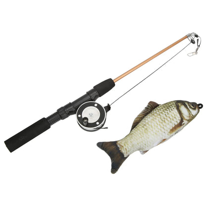 Interactive Cat Fishing Rod Toy - Telescopic, Realistic Fish - Shaped Lure With Pulley - Fun & Flexible For Cat Playtime