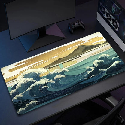 Mousepad Japan Art Great Waves Rubber Mouse Pad Lock Edge Playmat Non-Slip Office Computer Mice Pads Table Gaming Accessories