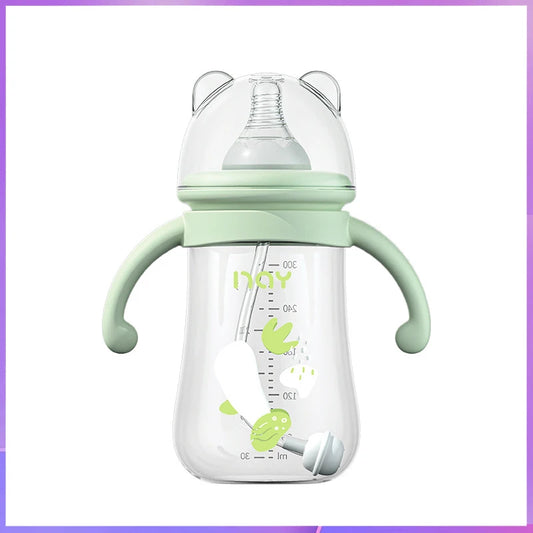 Newborn bottle/Big baby bottle/Handle anti bloating and anti falling baby bottle/Used by babies over 6 months old
