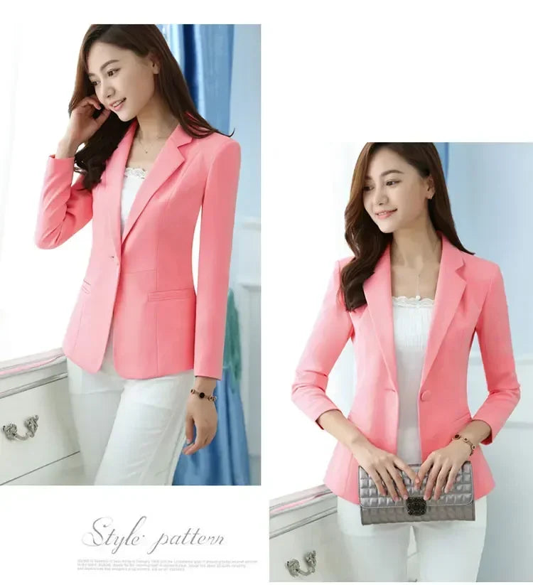 Women Blazer Office Ladies Elegant Outwear Long Sleeve Work Wear Classy Female Pink Suit African Autumn Fashion 2025 New