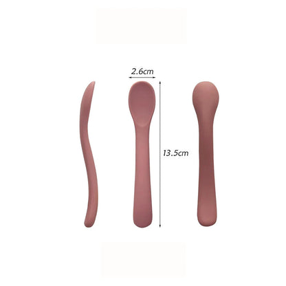 Baby Soft Silicone Spoon Food-grade Silicone Children's Supplementary Feeding Training Spoon Long-handle Silicone Feeding Spoon