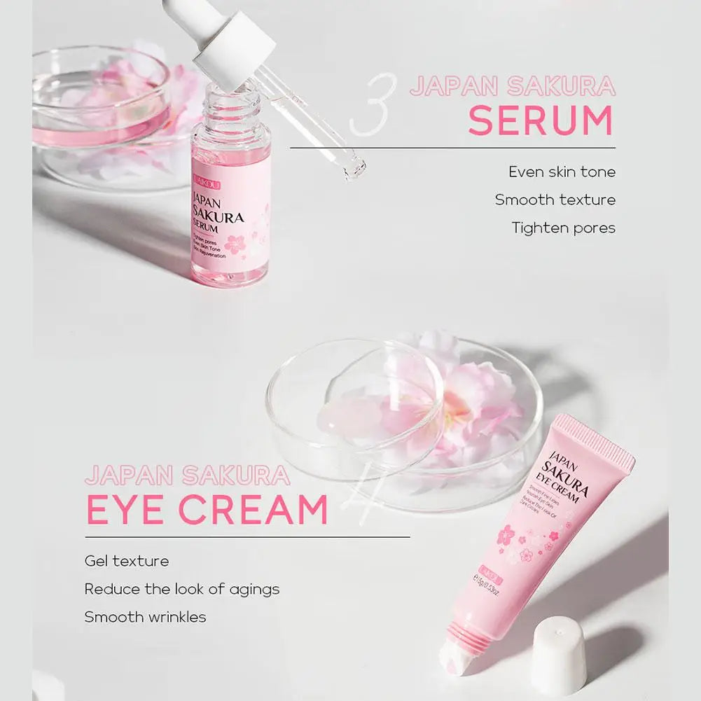 For Sakura Skin Care Sets Facial Cleanser Face Cream Serum Hydrating Firming Moisturizing Brightening Care Face Toner Kit J1F3