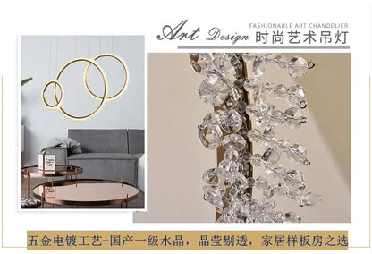 HYN Decorative Chandelier Postmodern Brass Front Desk Circular Art Reception Room Exhibition Hall Crystal Lamp