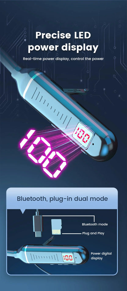 Wireless Headset 5.3 Neck Strap Headset Gaming LED display Stereo Sports headset with magnetic earbuds