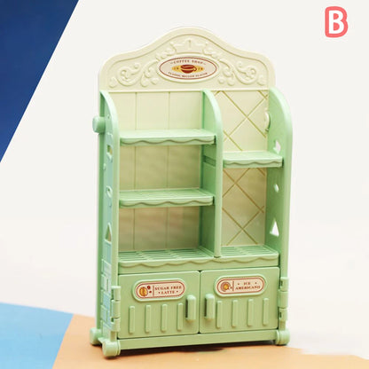 1:12 Miniature Furniture Shopping Cart Refrigerator Kitchen Shelve Mini Drink Dessert Food Dollhouse Kitchen Toy Model Gift