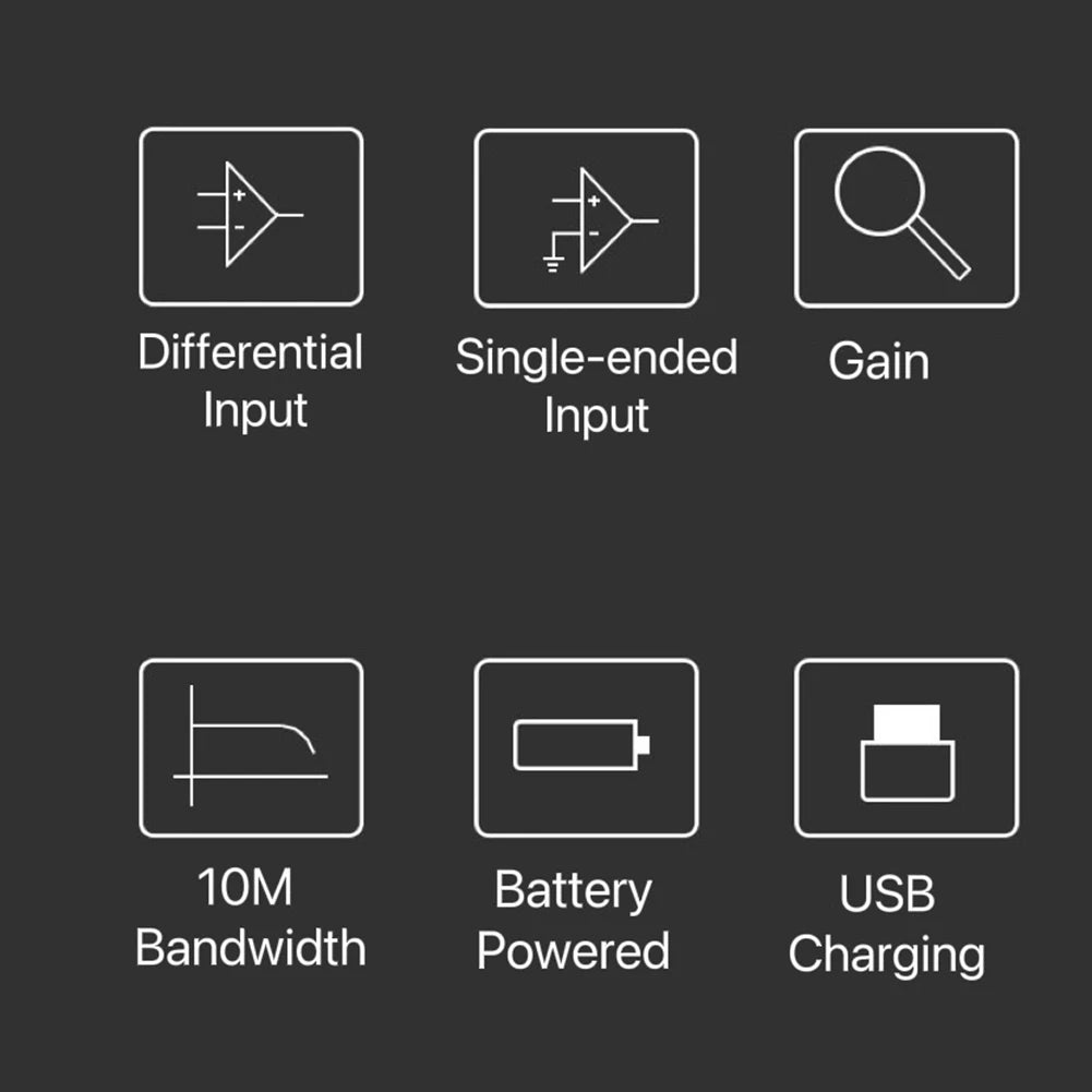 1x 10M Differential Probe Oscilloscope Battery Powered Consumer Electronics Accessories Low Noisefor Maintenance Personnel