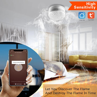 Alarmest Wifi Smoke Detector Smoke Sensor Highly Sensitive For smart Life app control Power by Tuya