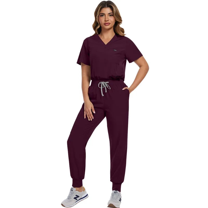 Surgical Scrubs Unisex - Quick-Dry Dental Clinic & ER Workwear Split Set W/Short Sleeve & Anti-Microbial 6 Pockets