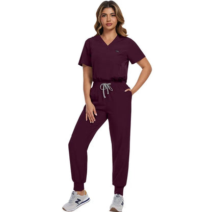 Surgical Scrubs Unisex - Quick-Dry Dental Clinic & ER Workwear Split Set W/Short Sleeve & Anti-Microbial 6 Pockets