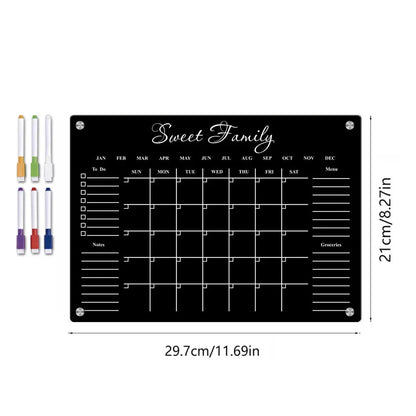 Acrylic Fridge Magnetic Blackboard Weekly Daily Calendar Memo Refrigerator Magnetic Clear Planner Dry Erase Message Board List