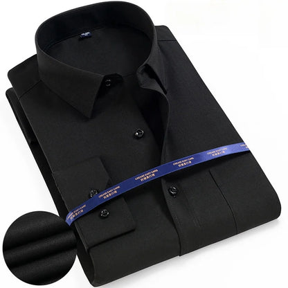 Men's Shirt Long Sleeve Solid Basic Formal Dress Shirts Comfortable Business Social Standard-fit Easy-care Office Shirt S-5XL