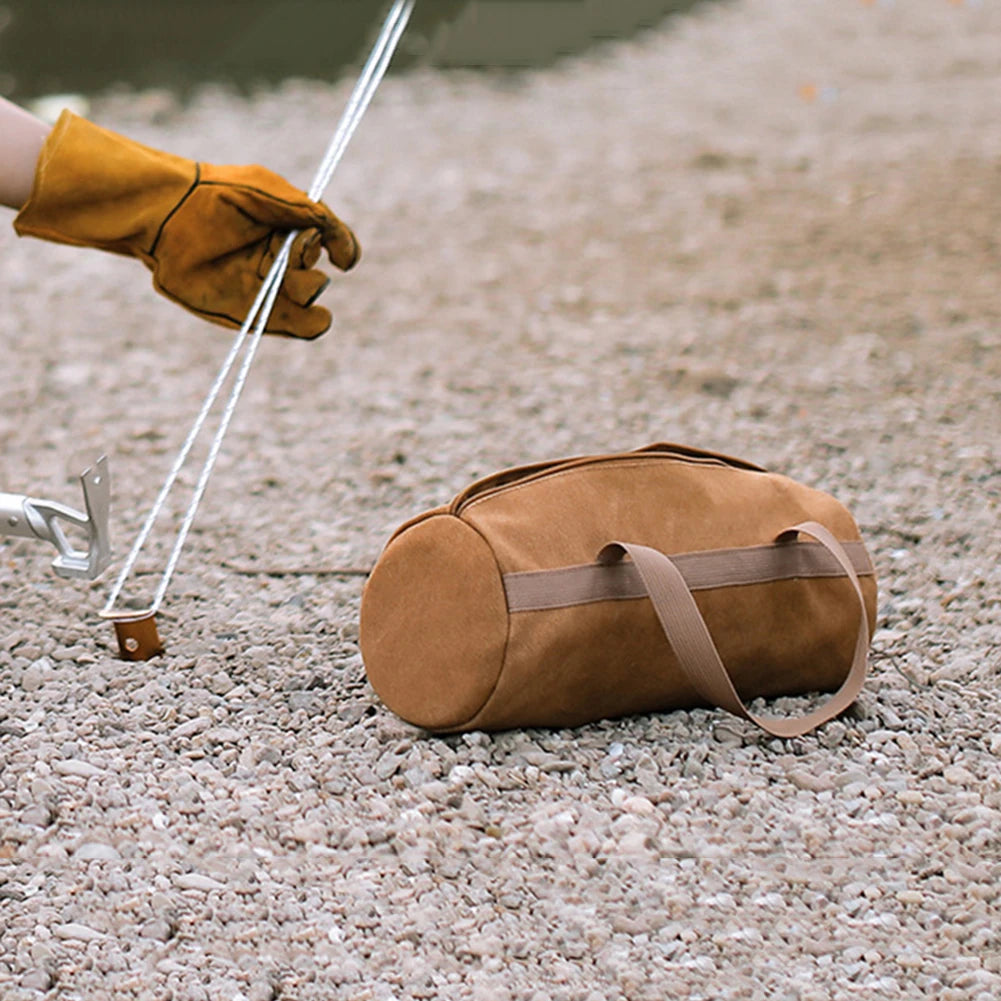 Camping Tools Storage Bag Large Capacity Cylinder Tent Stake Bag Lightweight Tent Peg Ground Nail Holder Bag for Outdoor Camping