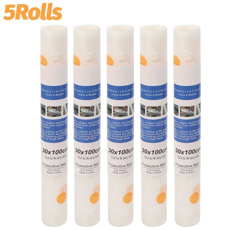 Non-Slip Drawer Mat Thicken Flower Pattern Shelf Cover Liners Waterproof Cabinet Pads EVA Placemat Table Fridge Pad Desk Covers