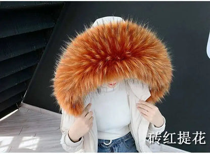 Detachable Faux Fur Collar Extra Large Warm Fake Fur Scarf Wrap Evening Cape For Winter Womens Coat Faux Fur Hood Ttrim Collar