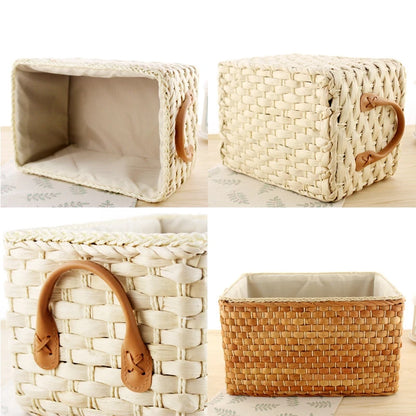 Hand-woven Storage Basket Household Laundry Baskets Outdoor Picnic Boxes Portable Toy Clothes Organizer Bedroom Desktop Decor