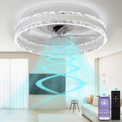 Smart Ceiling Fans With Light Slim Build Dimmable 6-speed Adjustment 50cm Electric Fan Silent Deco For Bedroom Study Dining Room