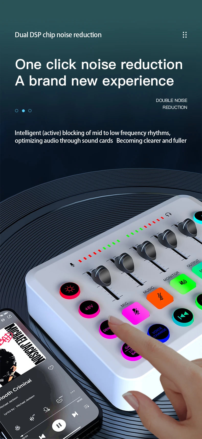 F11 Live Sound Card Streaming 5-Channel Mixer Sound Card Audio Mixer Professional Studio for Game Voice Podcast Live Streaming