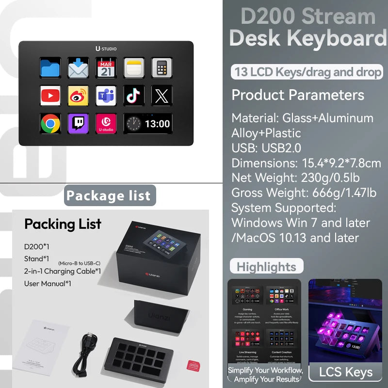 Ulanzi DD02 For Live Streaming Tool Video Mixer Video Switcher 4 CH HDMI Streaming 4K HD Screen For YUY2 MJPEG Capture Format