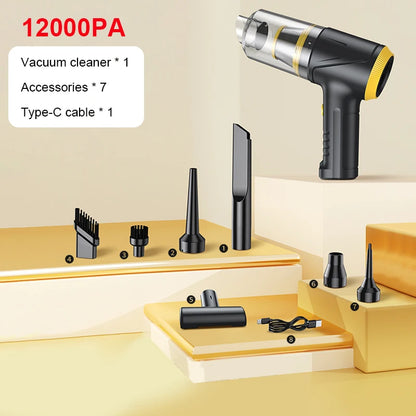 Car Vacuum Cleaner 12000PA Portable Vacuum Cleaner Strong Suction Handheld Vacuum Cleaner Wireless Vacuum Cleaner for Car Home