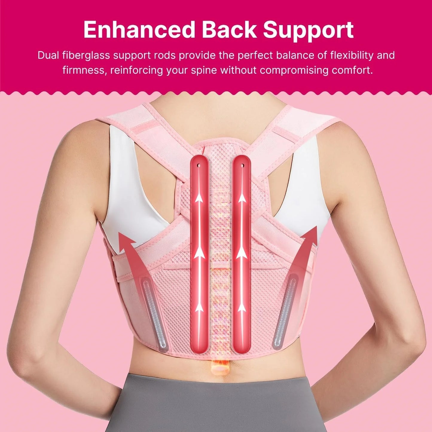 Posture Correct for Women: Shoulder Straightener Adjustable Full Back Support Upper&Lower Back Relief Pain，Sport Back Brace
