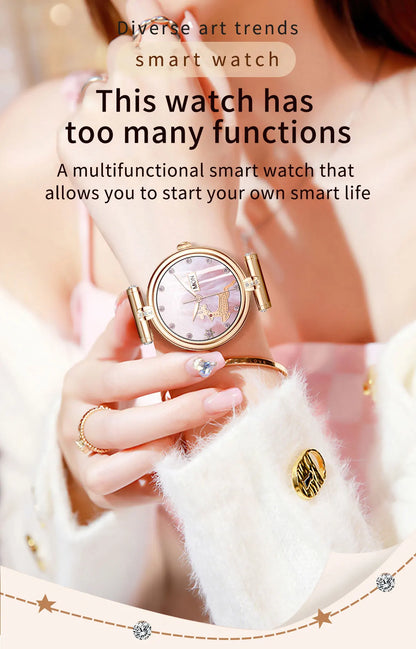 Ladies Smart Watch AK62 Women Bluetooth Call Custom Dial Steel Wristwatch Smartband Fitness Sports Tracker Smartwatches