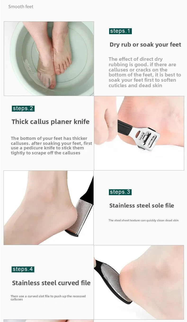 Foot care Foot board file tool set Stainless steel foot washboard Foot grinder to remove dead skin Calluses Pedicure Foot board