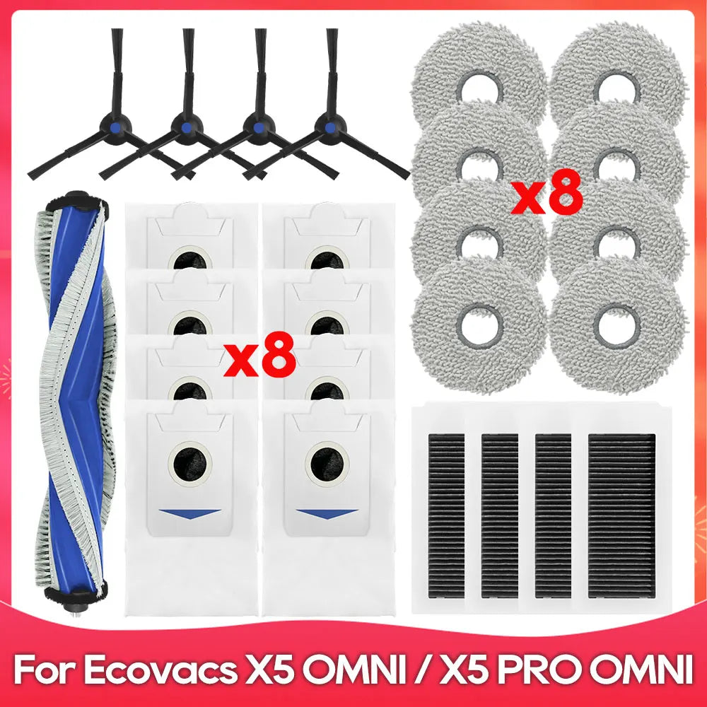 Fit For ( ECOVACS X5 OMNI / X5 PRO OMNI ) Part Accessories Main Side Brush Filter Mop Cloth Dust Bag Robot Vacuum Cleaner Kit