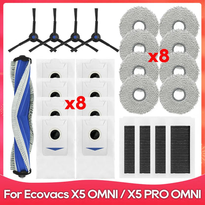 Fit For ( ECOVACS X5 OMNI / X5 PRO OMNI ) Part Accessories Main Side Brush Filter Mop Cloth Dust Bag Robot Vacuum Cleaner Kit