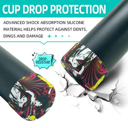 Protective water transfer printing Silicone Boot Compatible with Tumbler 20-40oz & Hydro Flask Water Bottle 12-24oz