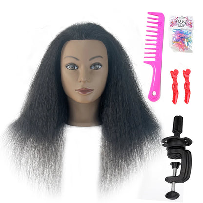 18 Inch Headdoll Mannequin Head 100% Real Human Hair for Cosmetology Manikin Doll Head Hairdresser Hairstylist Training Practice