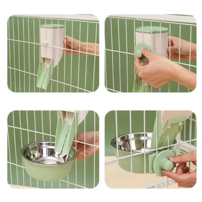 Automatic Pet Feeder with Hanging Bowl Water Bottle Food Container Dispenser for Puppy Cats Rabbit Birds Pet Feeding Product